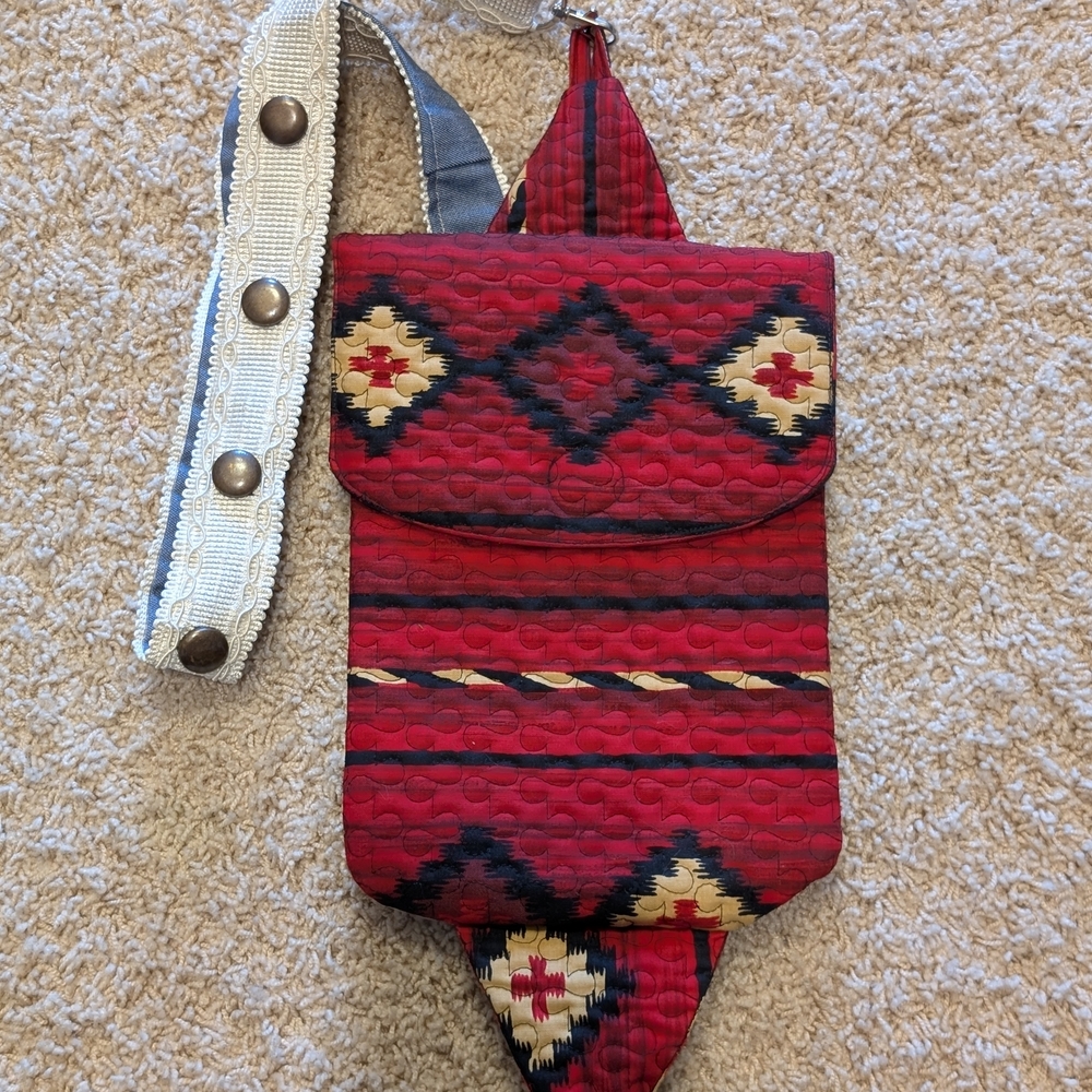 Hand Crafted Red and Black Geometric Crossbody Bag